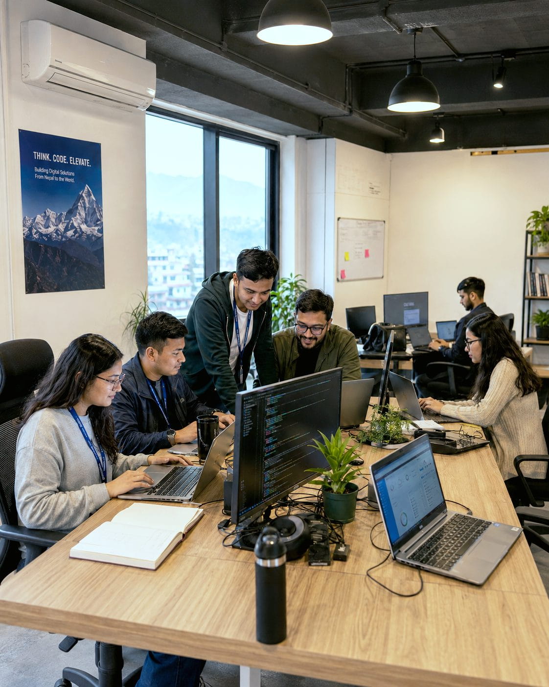 Software team collaborating in a Kathmandu office